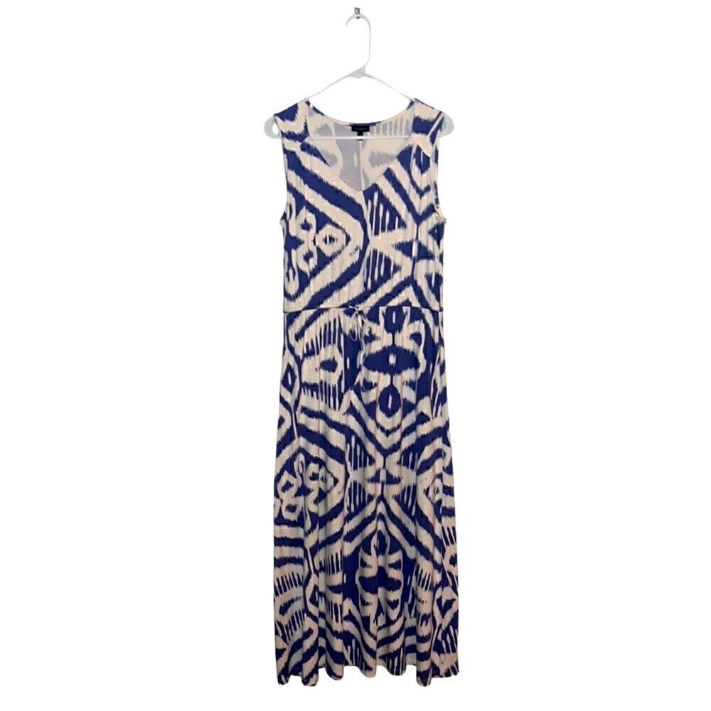 Talbots Women’s M New beautiful blue and white sleeveless maxi dress
